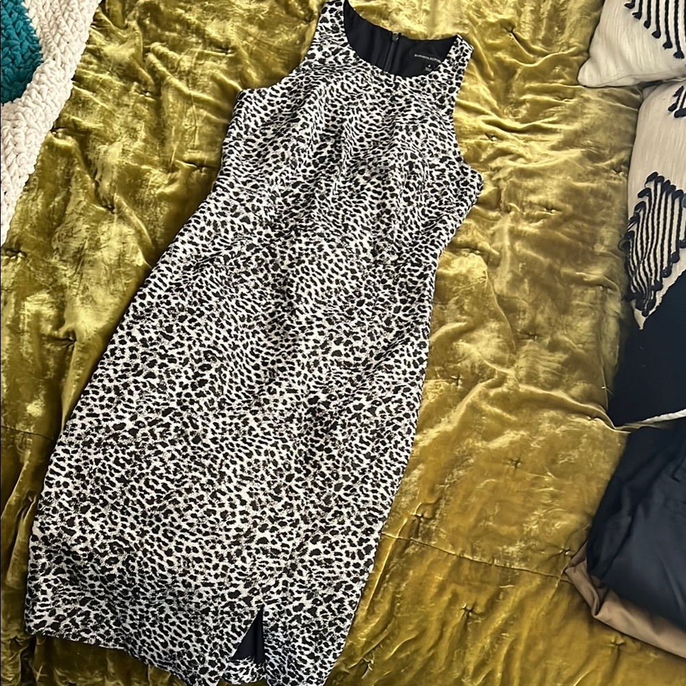 Banana Republic Black and White Animal Print Midi Dress